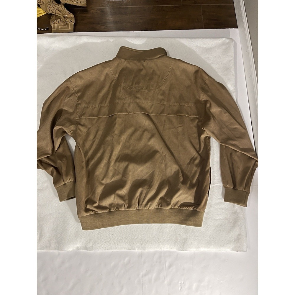 Mens Weatherproof Jacket Pullover L Brown Windbreaker Collared Elastic Waist